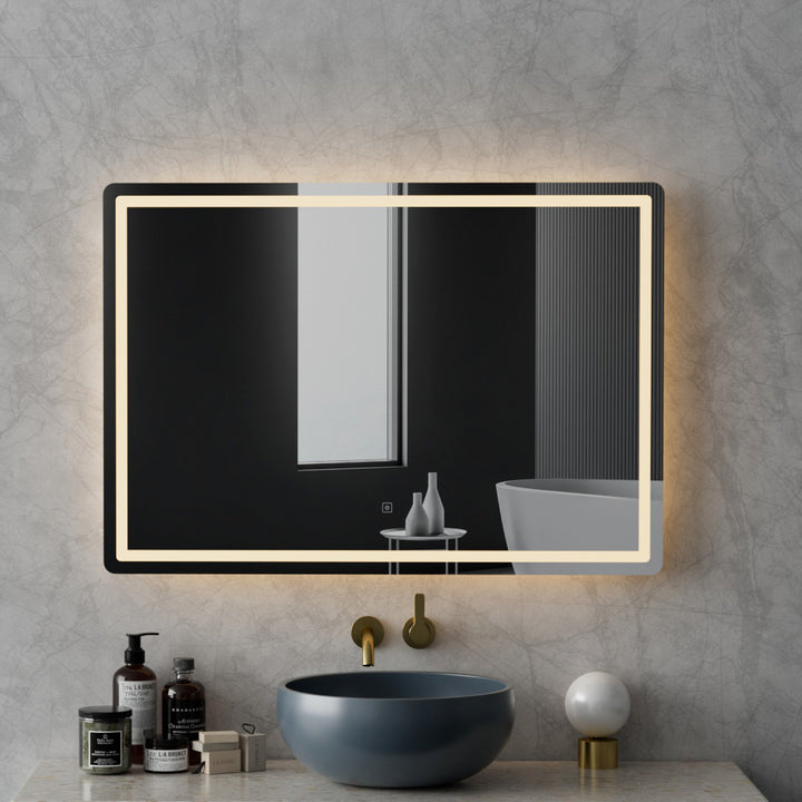 Anti-fog Hollywood Wall Mirror with LED Light Strip for Bathroom - 100 x 70cm