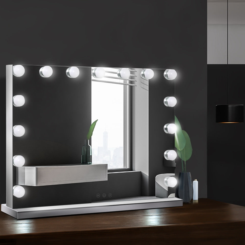 Frameless Hollywood Make Up Mirror with 15 LED Light Bulbs - 58 x 46cm Homecoze