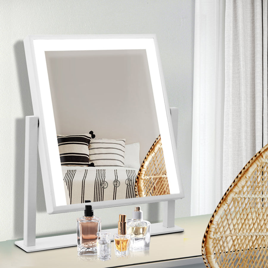 Hollywood Rotatable Free Standing Makeup Mirror with 15 Dimmable Bulbs White 25 x 30cm Homecoze