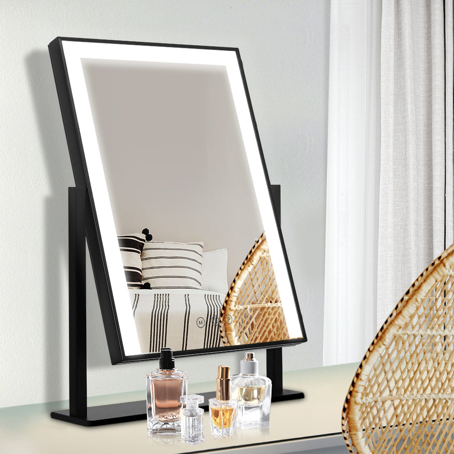 Hollywood Tabletop Standing Vanity Makeup Mirror With Light LED Strip 30 x 40cm Homecoze