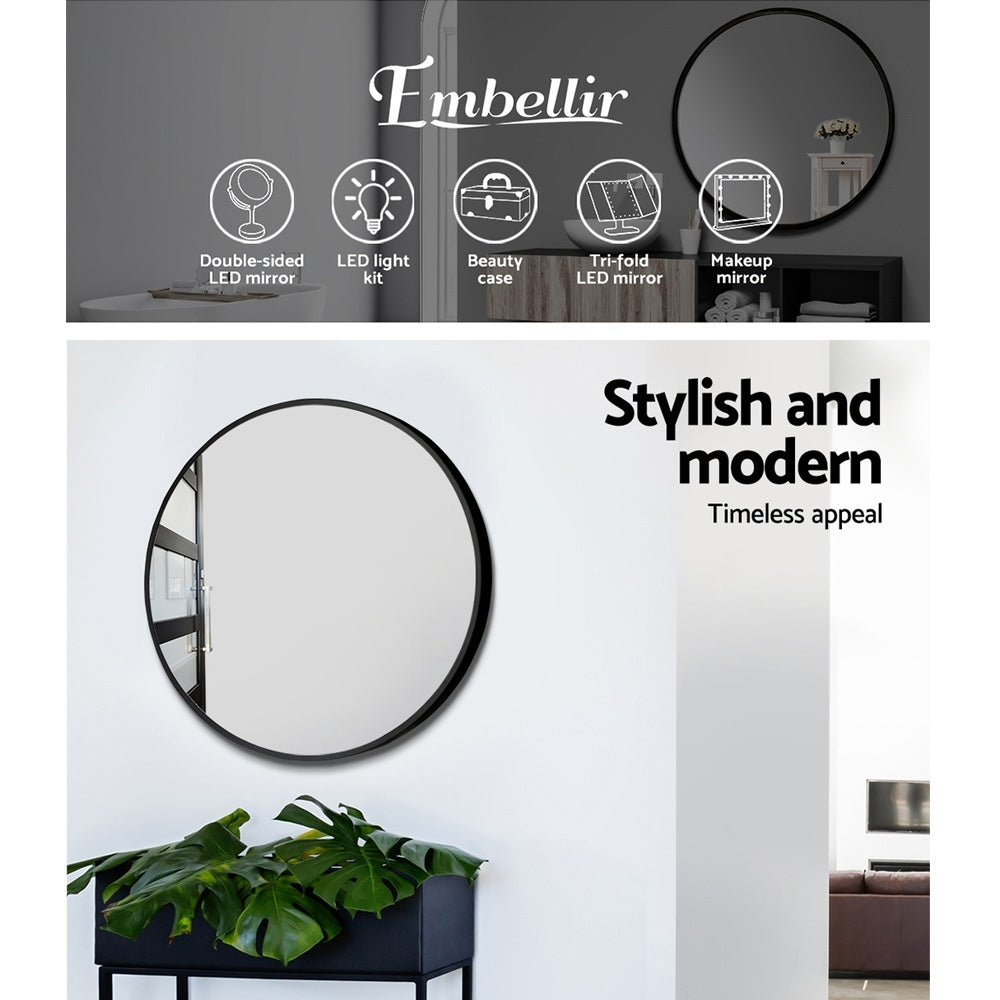 50cm Round Frameless Wall Mirror Bathroom Makeup Mirror Homecoze