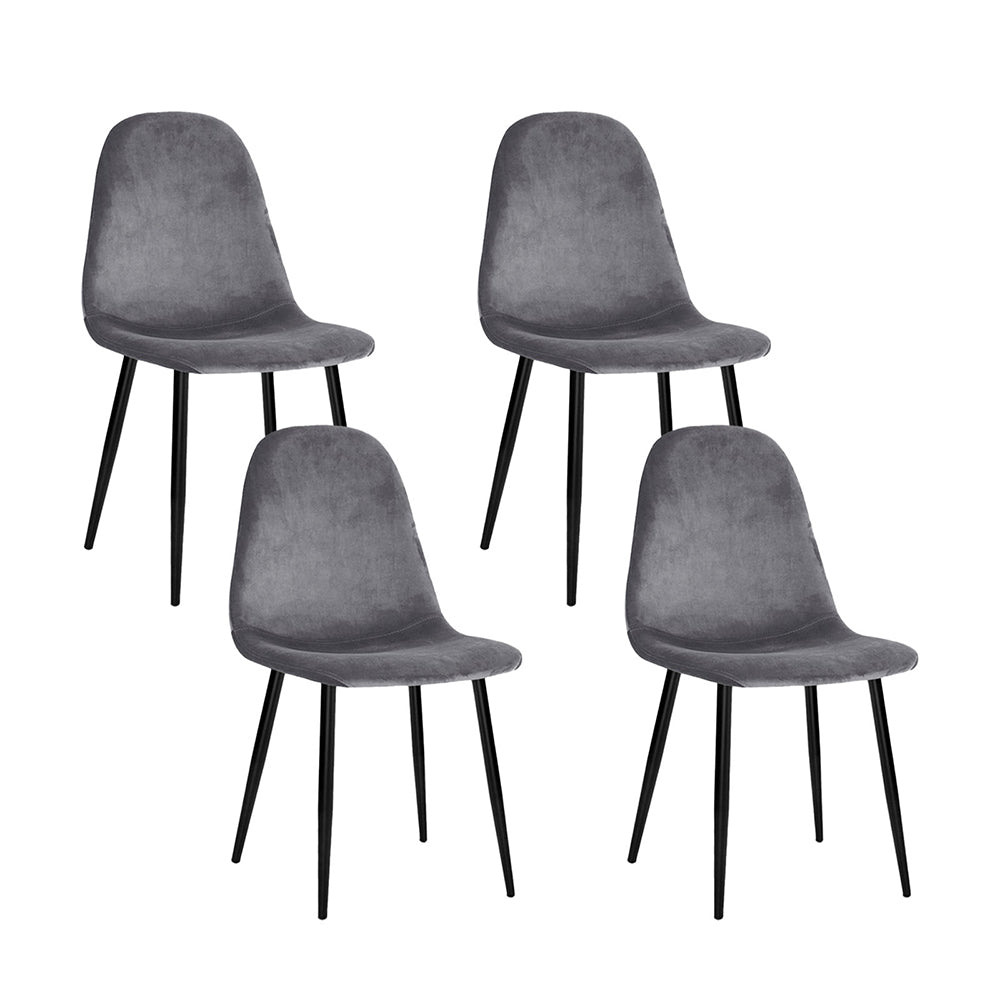 Set of 4 x Velvet Dining Chairs - Dark Grey Homecoze