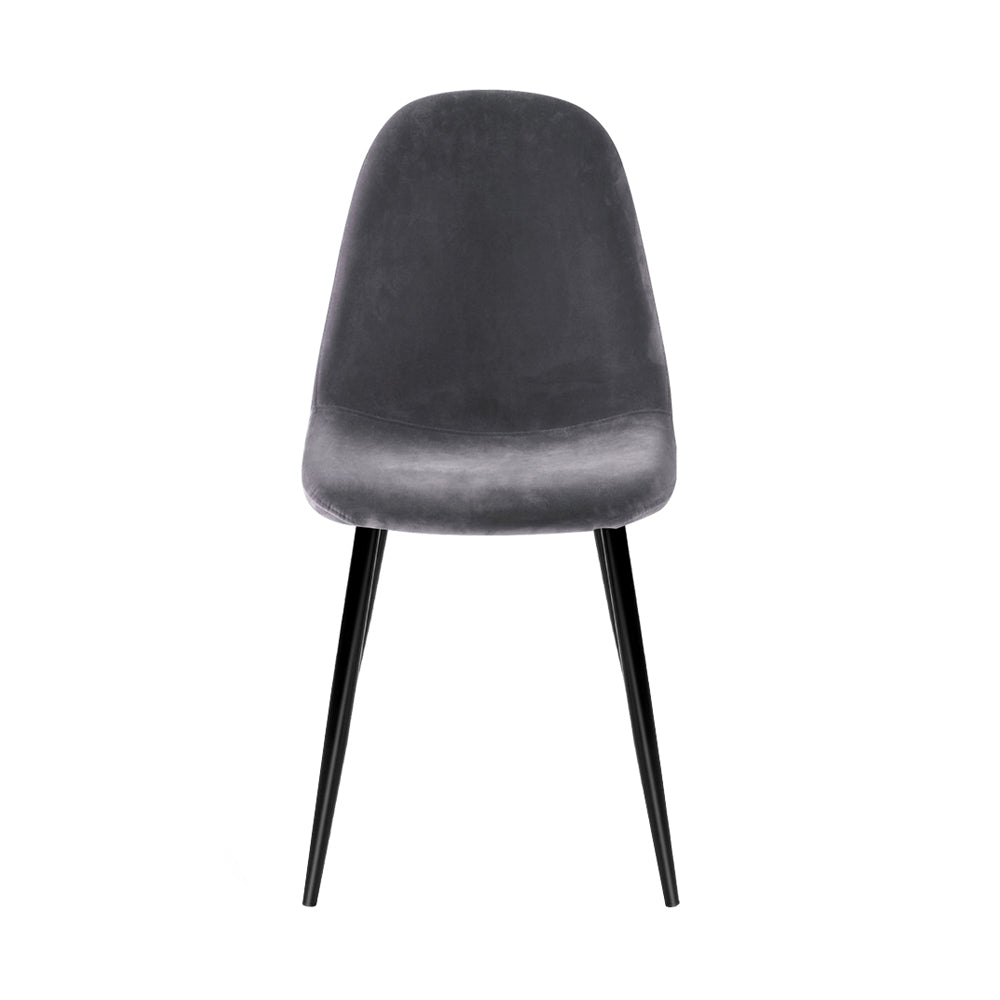 Set of 4 x Velvet Dining Chairs - Dark Grey Homecoze