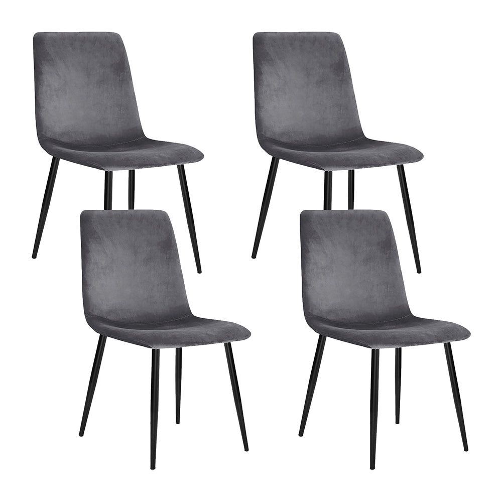 Set of 4 Modern Grey Fabric Dining Chairs Homecoze
