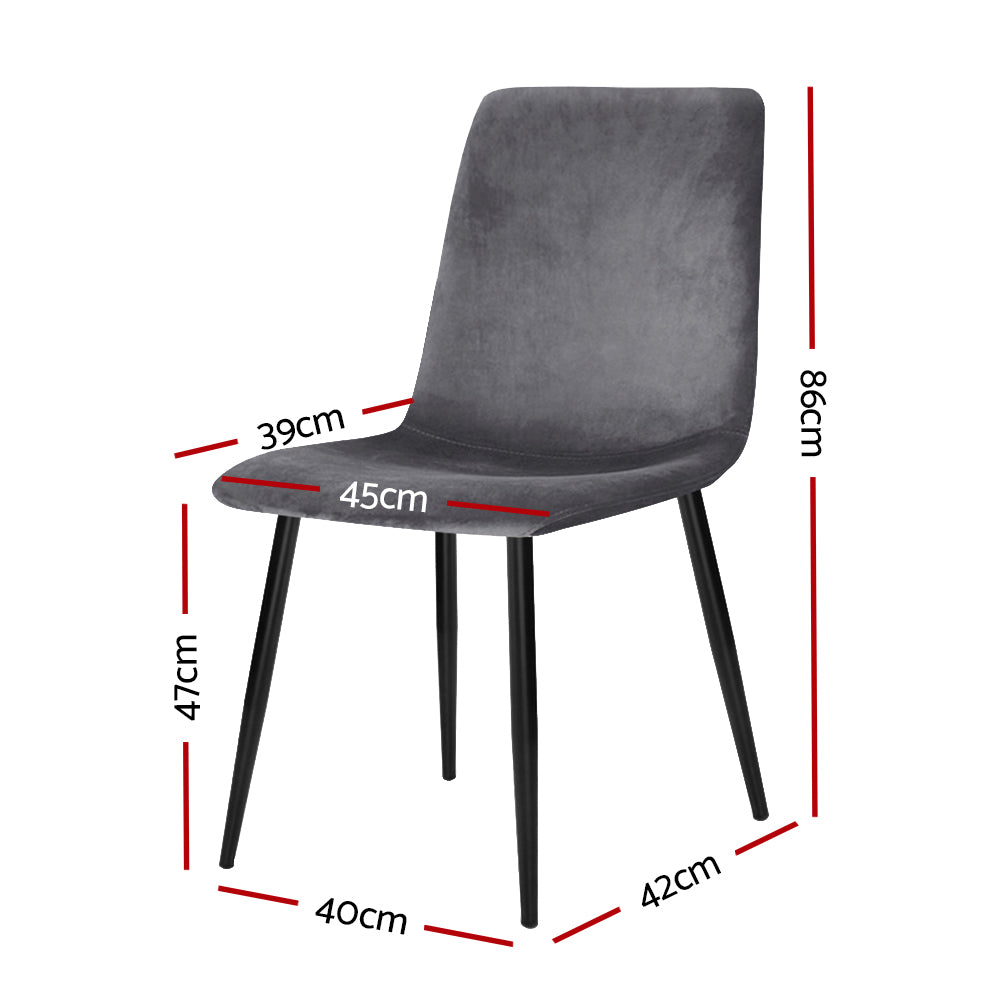 Set of 4 Modern Grey Fabric Dining Chairs Homecoze