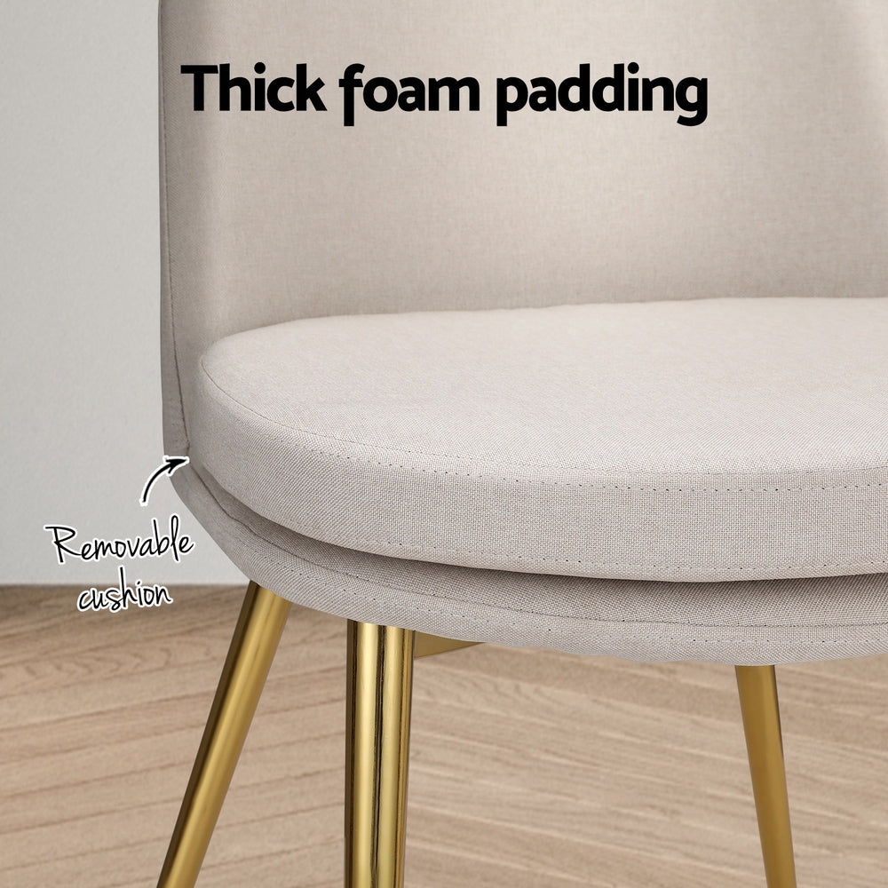 Set of 2 Dining Chairs Elegant High-back Linen - Beige - Homecoze