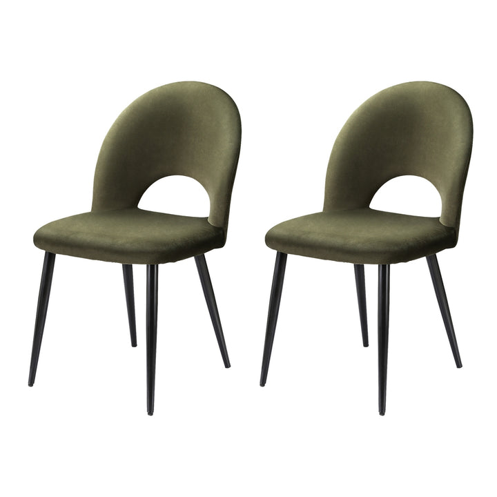 Set of 2 Modern Velvet Dining Chairs - Green