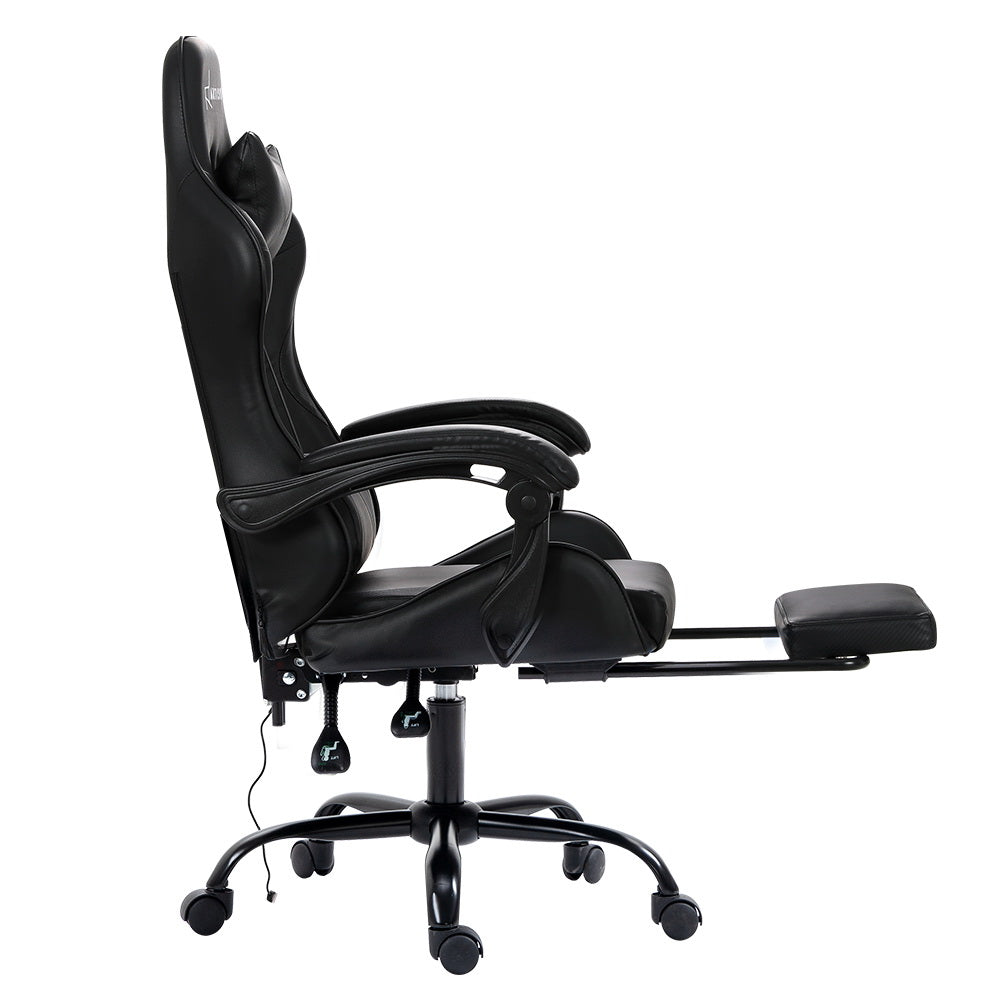 Gaming Racer Chair PU Leather with 2-Point Vibration Massage - Black Homecoze