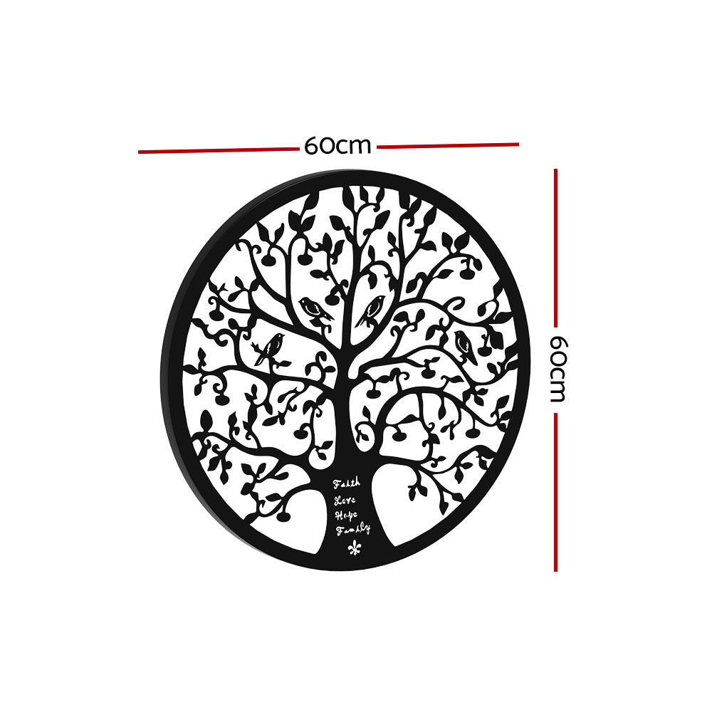 Black Tree of Life Wall Art Hanging Metal Sculpture Garden 60cm - Homecoze