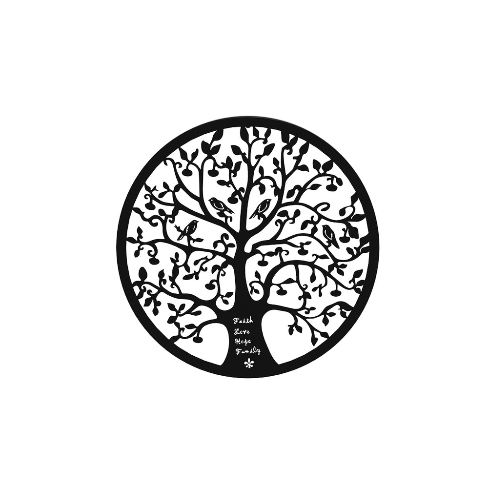 Black Tree of Life Wall Art Hanging Metal Sculpture Garden 60cm