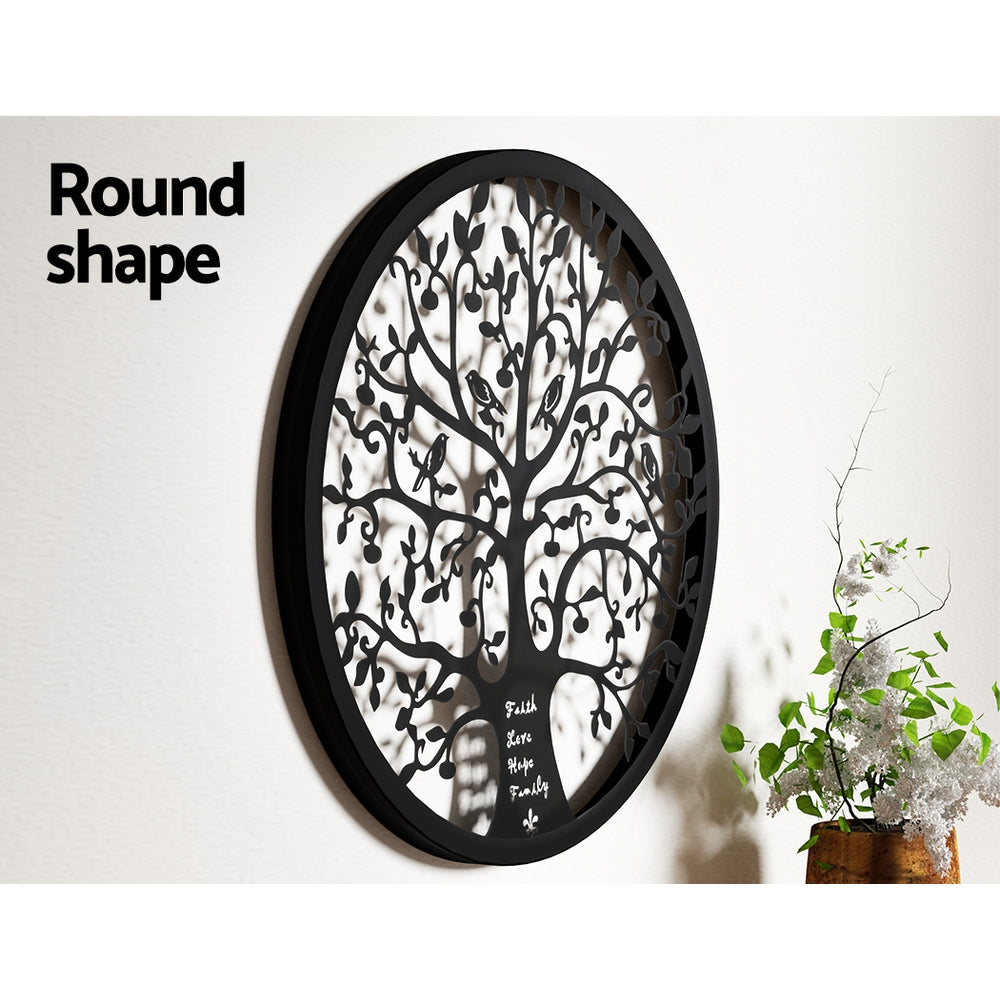 Black Tree of Life Wall Art Hanging Metal Sculpture Garden 60cm - Homecoze