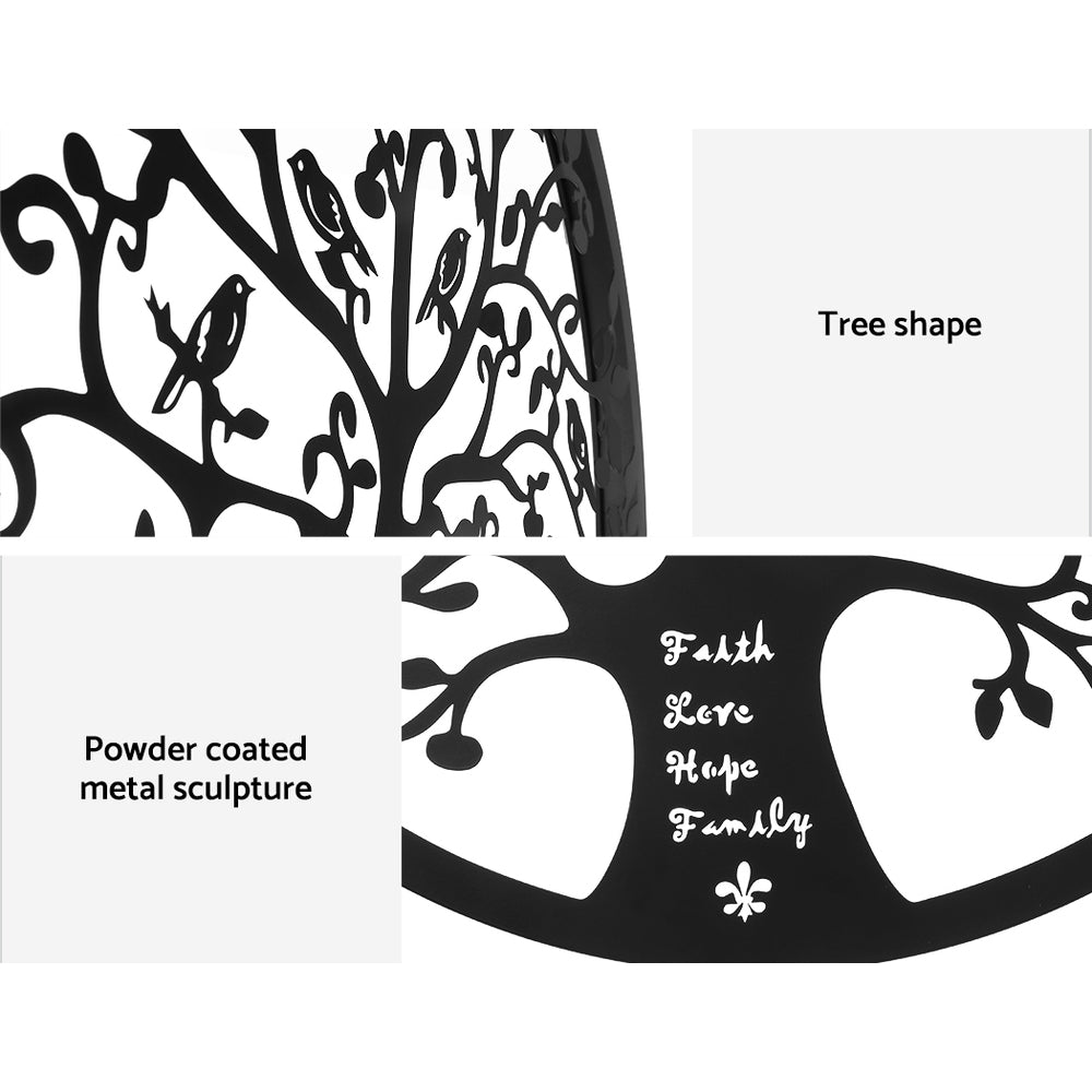 Black Tree of Life Wall Art Hanging Metal Sculpture Garden 60cm - Homecoze