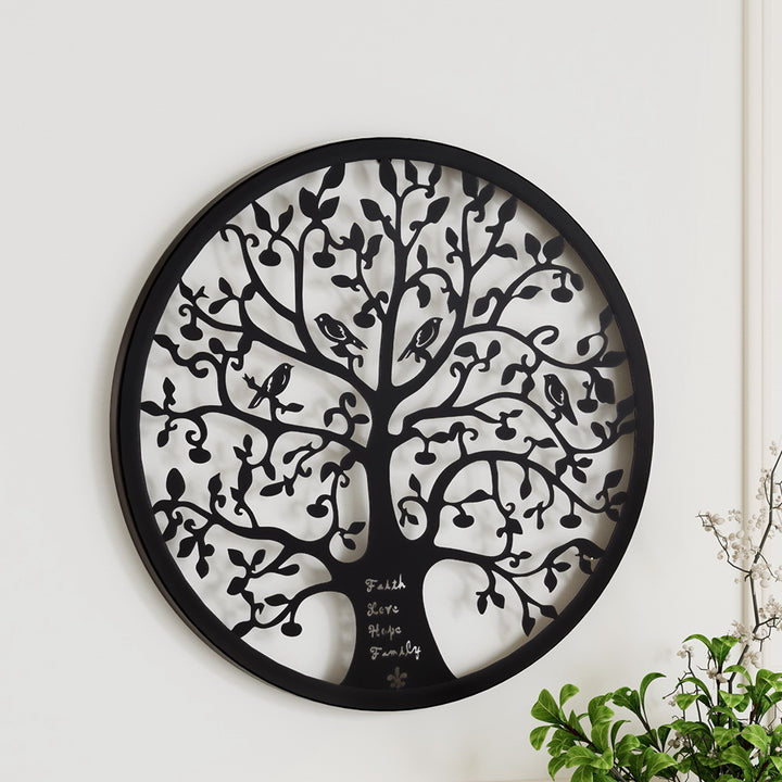 Black Tree of Life Wall Art Hanging Metal Sculpture Garden 60cm