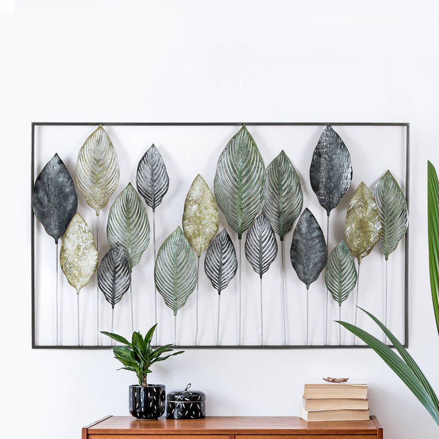 Tree of Life Inspired Metallic Coloured Metal Leaf Wall Art Hanging - 100cm x 60cm Homecoze