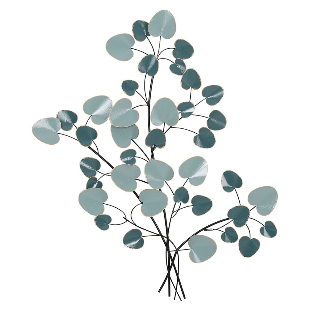 Tree of Life Inspired Metallic Coloured Metal Leaf Wall Art Hanging – Blue Homecoze