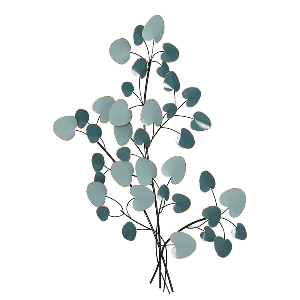 Tree of Life Inspired Metallic Coloured Metal Leaf Wall Art Hanging – Blue Homecoze