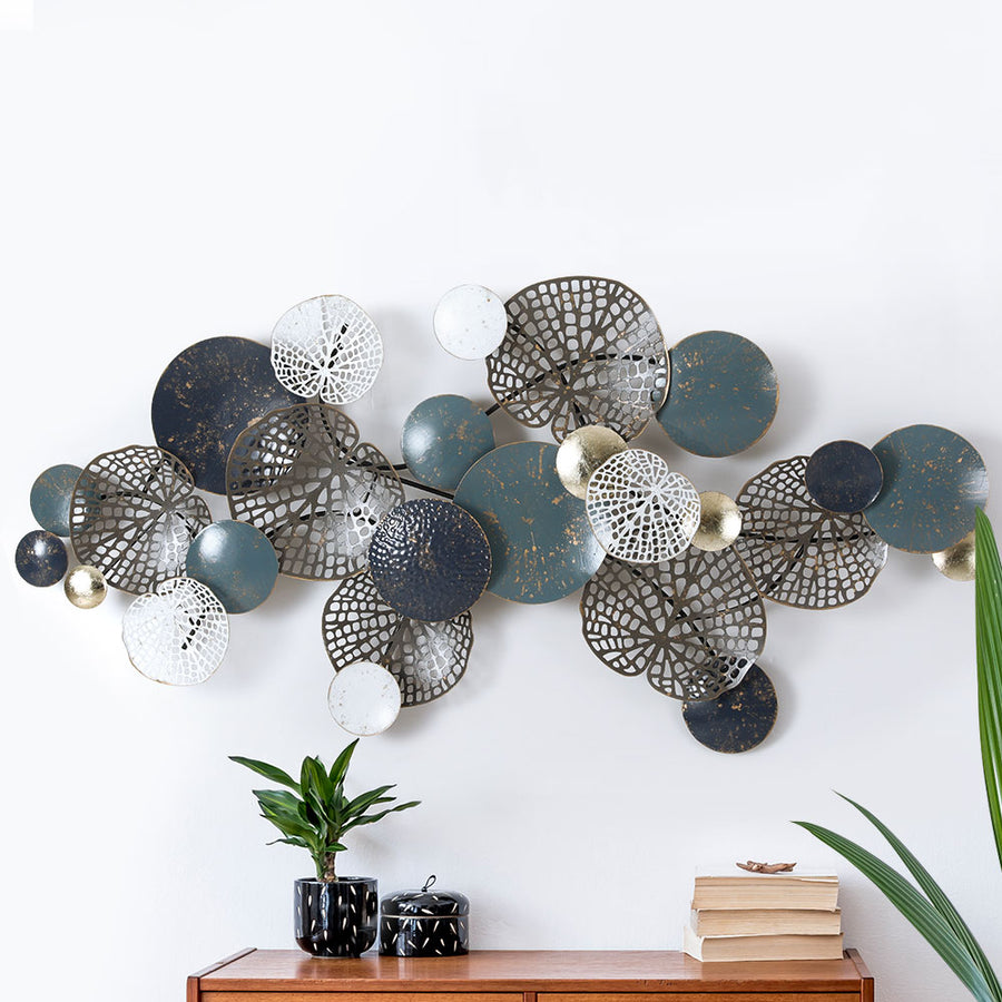 Circular Leaf Tree Inspired Metallic Coloured Metal Wall Art Hanging – 132cm Homecoze