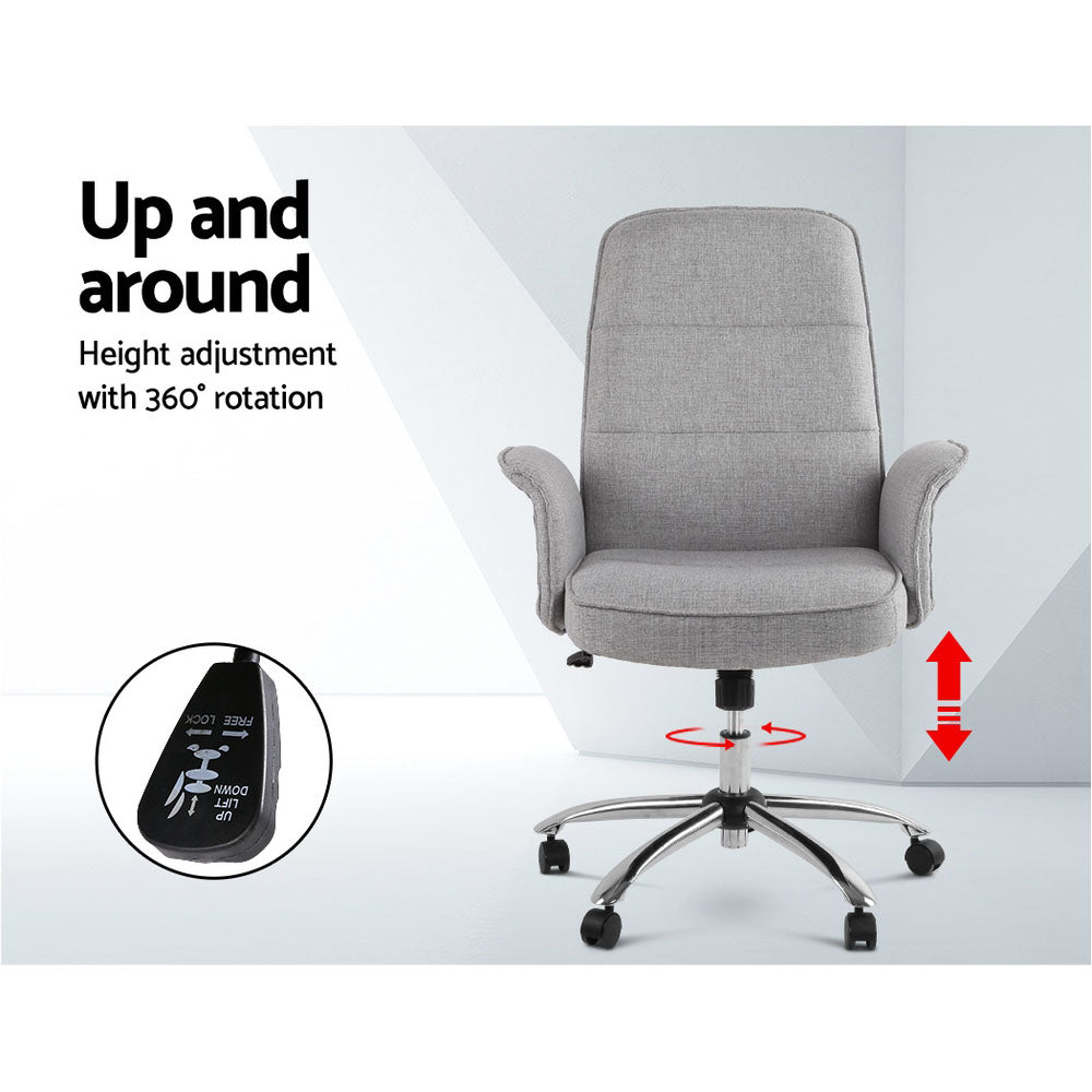 Fabric Office Desk Chair - Grey - Homecoze