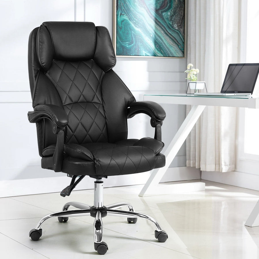 Executive High Back PU Leather Office Chair with Recline - Black Homecoze