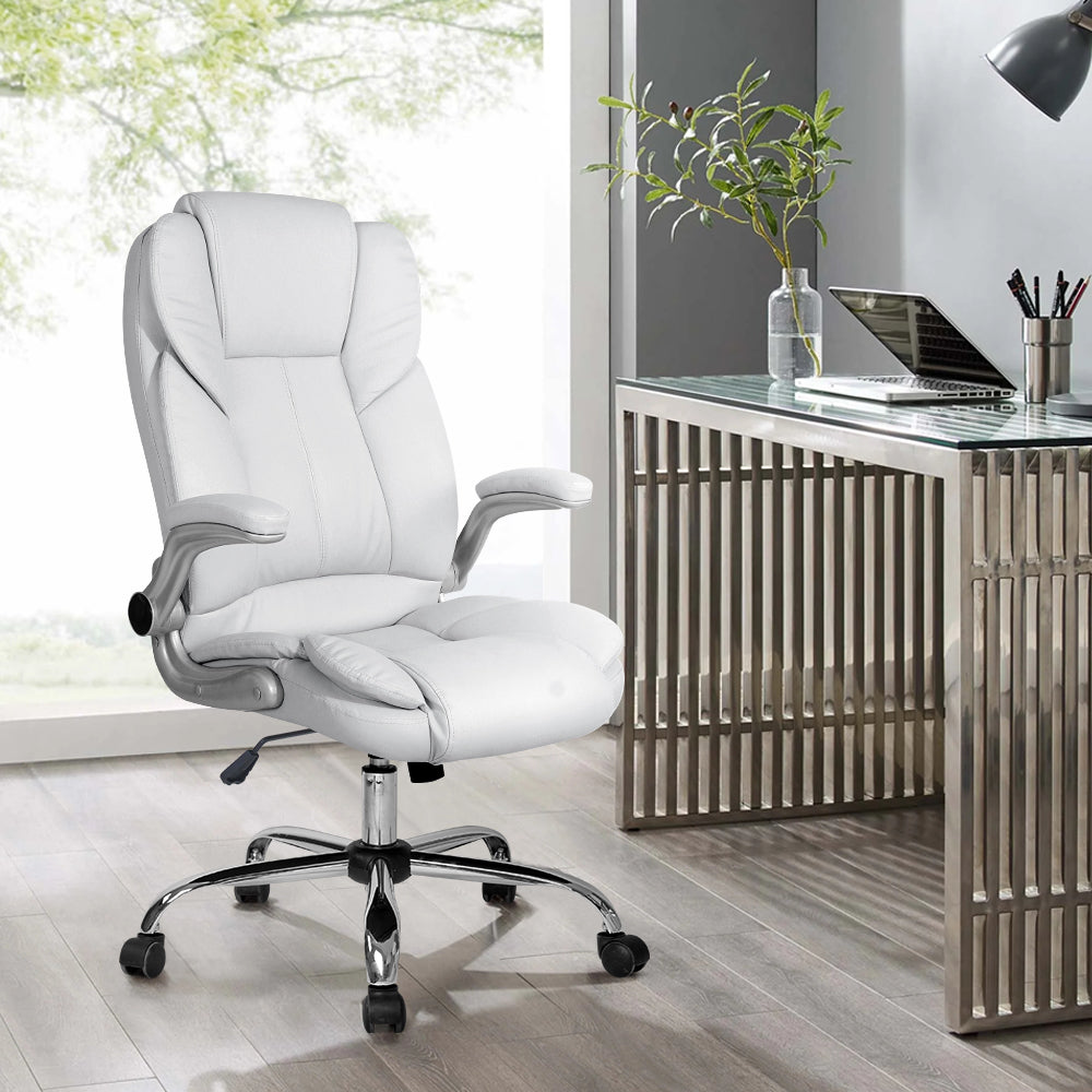PU Leather Executive Office Desk Chair - White Homecoze