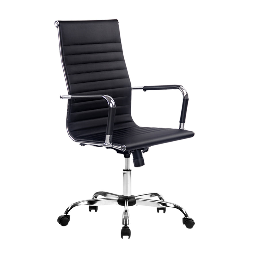 Modern PU Leather High Back Office Chair - Black Homecoze