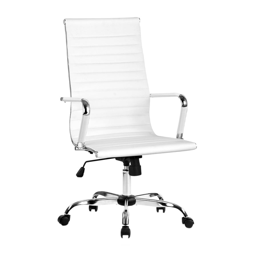 Modern PU Leather High Back Office Chair - White Homecoze