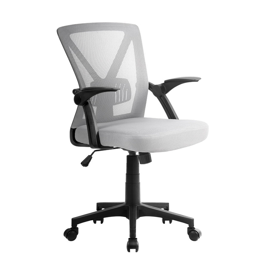 Contoured Mesh Mid Back Office Chair with Adjustable Lumbar Support - Grey Homecoze