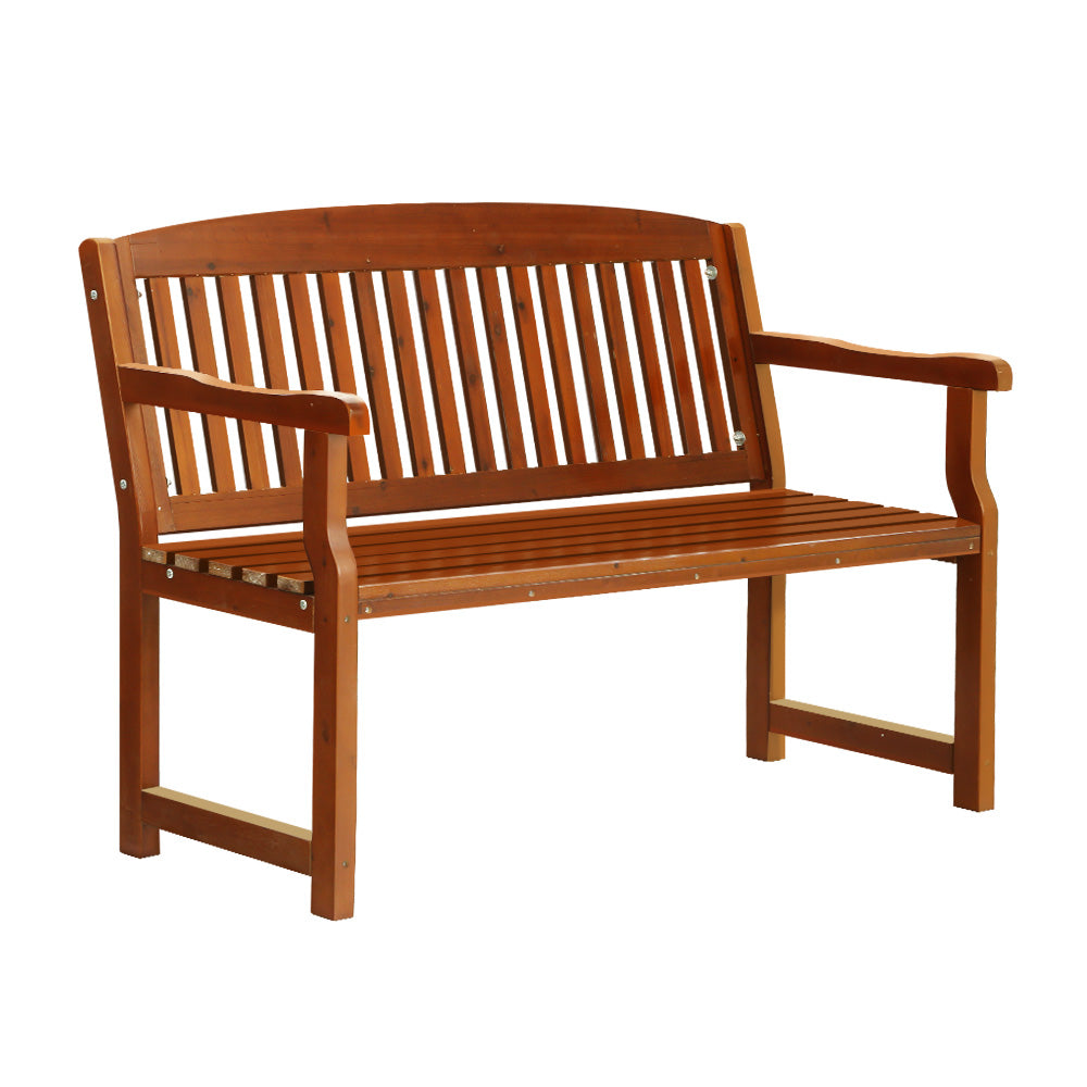 Outdoor Garden Bench Seat Wooden Patio Chair - Brown Homecoze