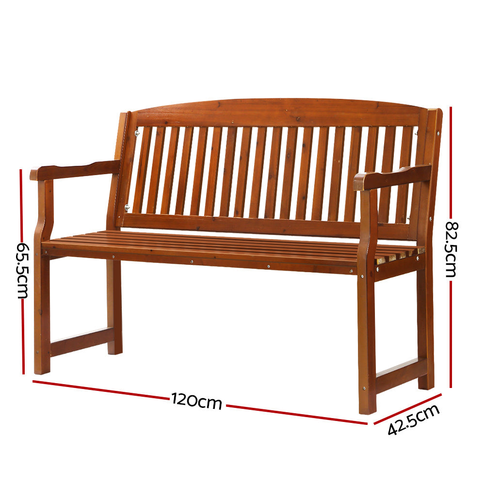 Outdoor Garden Bench Seat Wooden Patio Chair - Brown Homecoze