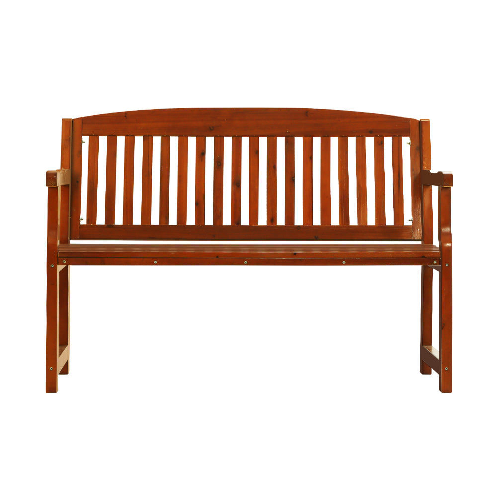 Outdoor Garden Bench Seat Wooden Patio Chair - Brown Homecoze