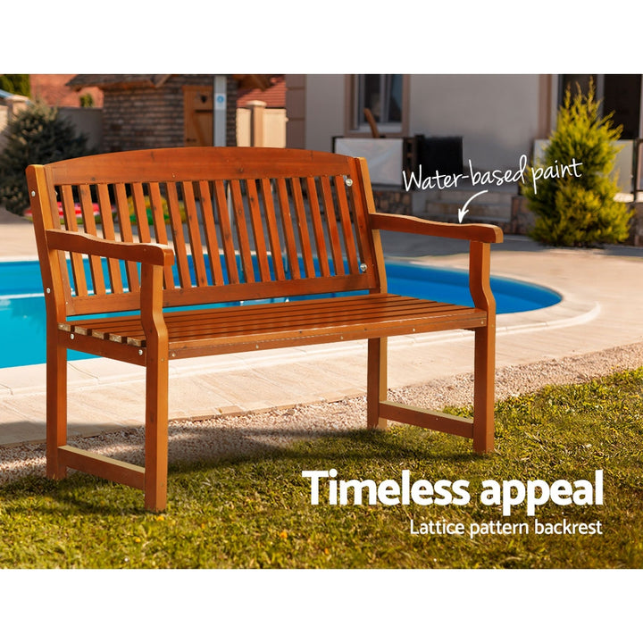 Outdoor Garden Bench Seat Wooden Patio Chair - Brown Homecoze