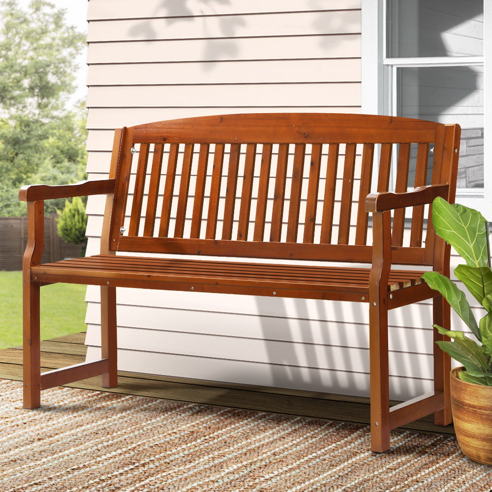 Outdoor Garden Bench Seat Wooden Patio Chair - Brown Homecoze