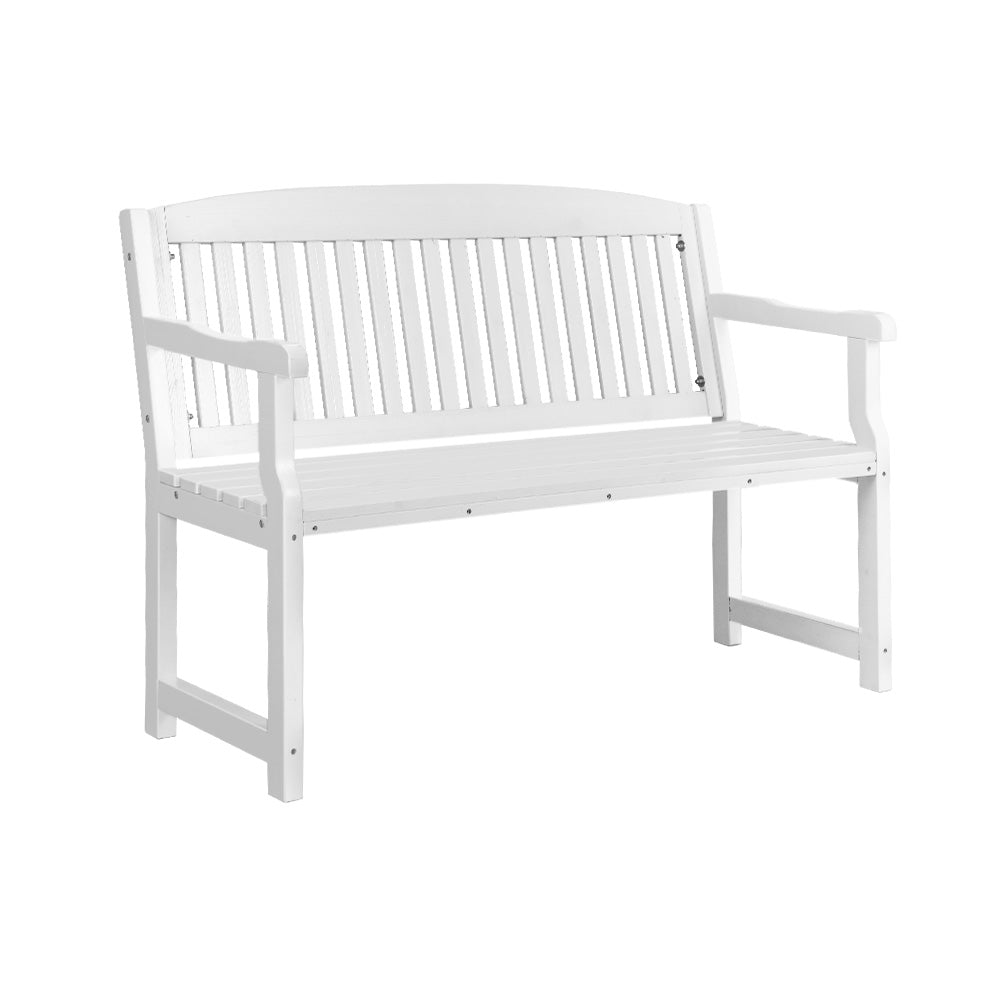 Outdoor Garden Bench Seat Wooden Patio Chair - White Homecoze