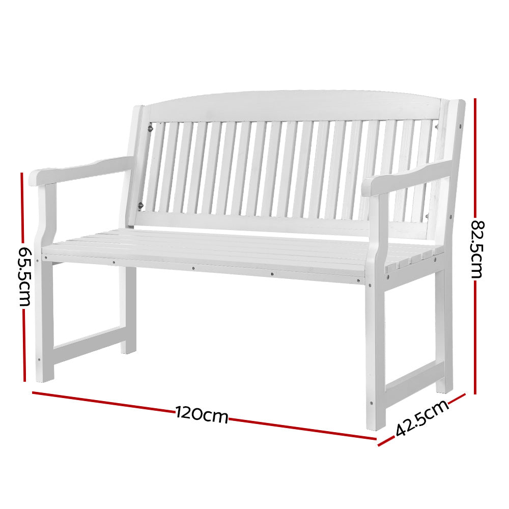 Outdoor Garden Bench Seat Wooden Patio Chair - White Homecoze