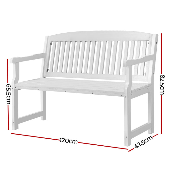 Outdoor Garden Bench Seat Wooden Patio Chair - White Homecoze