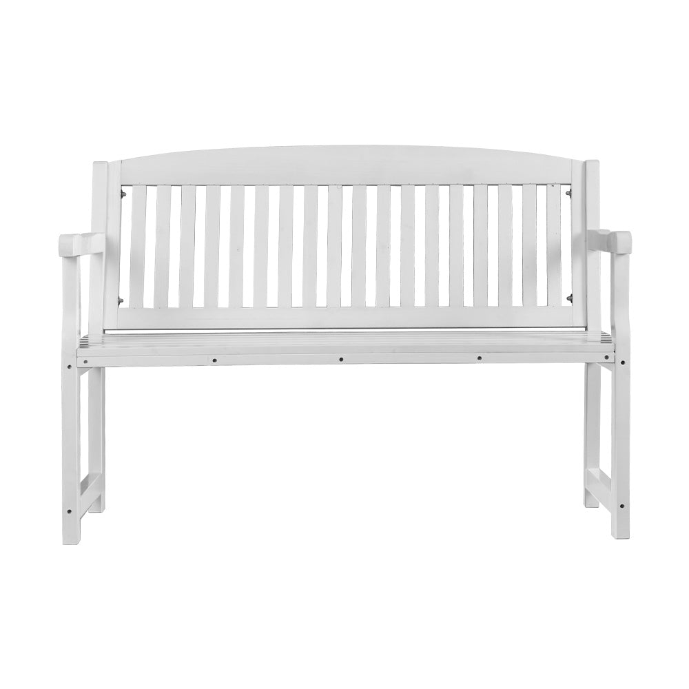 Outdoor Garden Bench Seat Wooden Patio Chair - White Homecoze