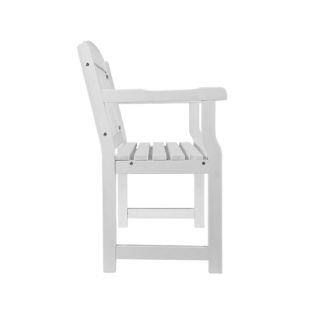 Outdoor Garden Bench Seat Wooden Patio Chair - White Homecoze