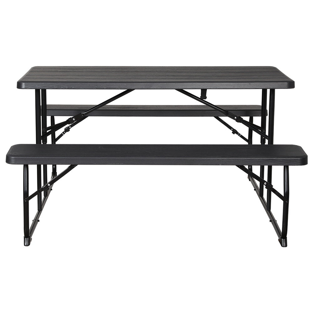 3PC Outdoor Folding Dining Set Picnic Patio Bench Table Set - Black Homecoze