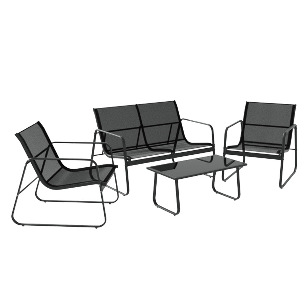 4PC Textilene Outdoor Patio Table & Chair Set - Black Homecoze
