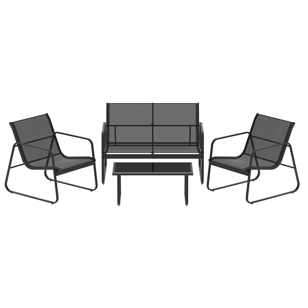 4PC Textilene Outdoor Patio Table & Chair Set - Black Homecoze