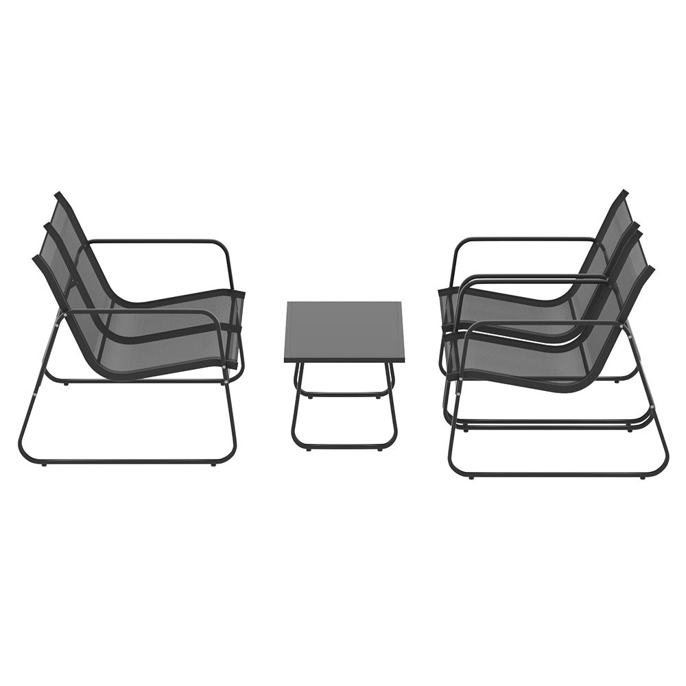4PC Textilene Outdoor Patio Table & Chair Set - Black Homecoze