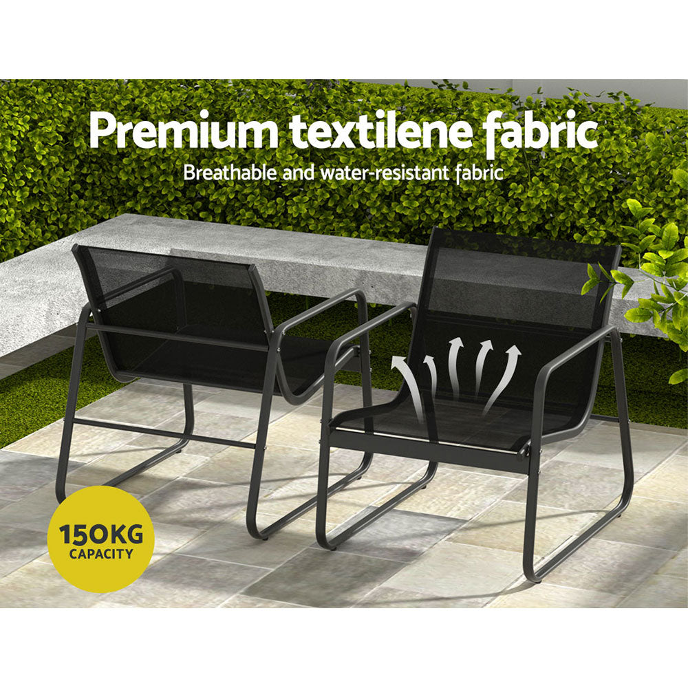 4PC Textilene Outdoor Patio Table & Chair Set - Black Homecoze