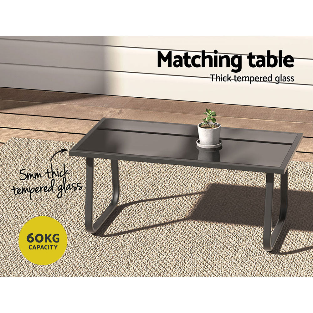 4PC Textilene Outdoor Patio Table & Chair Set - Black Homecoze
