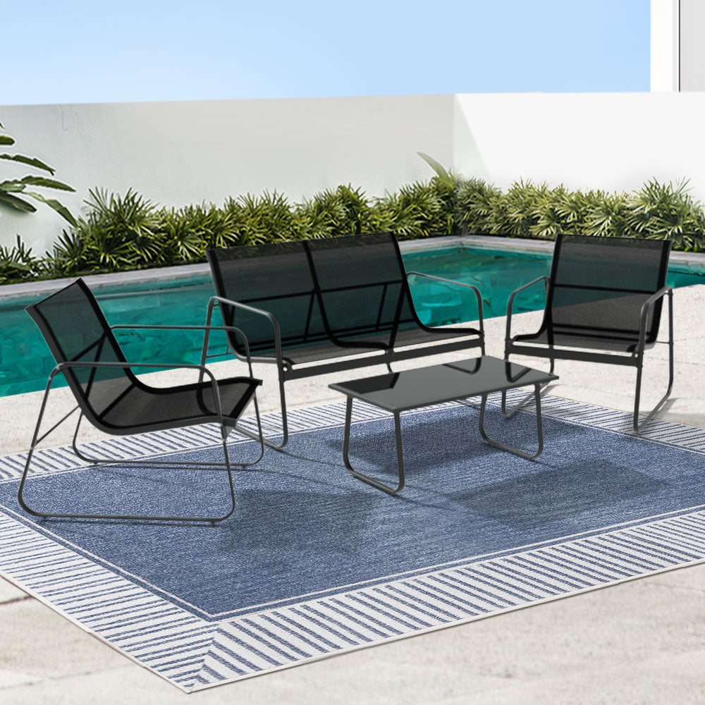 4PC Textilene Outdoor Patio Table & Chair Set - Black Homecoze