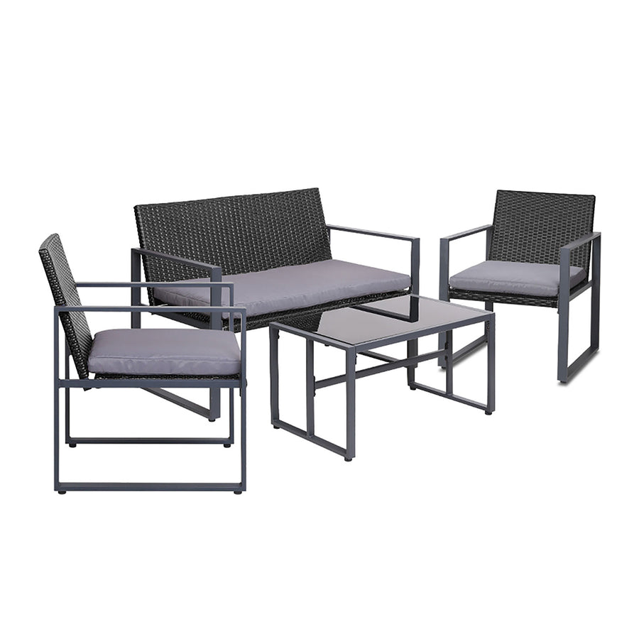 4 Piece Wicker Outdoor Patio Table & Chair Set - Black Homecoze