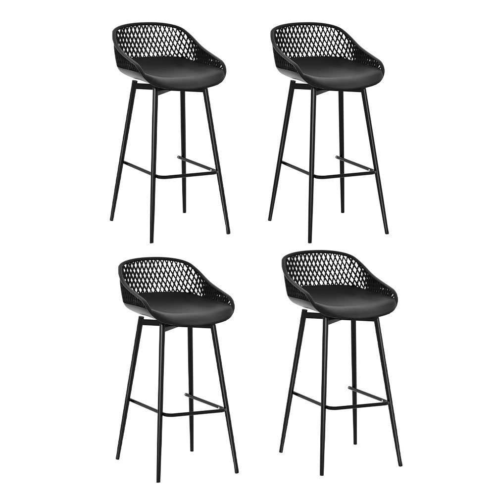 Set of 4 Outdoor Dining Bar Stools Garden Bistro Patio Chair - Black Homecoze