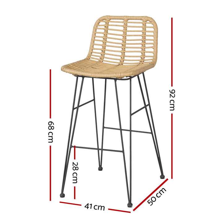 Set of 2 x Outdoor Wicker Bar Stool Bistro Patio Dining Chairs Homecoze