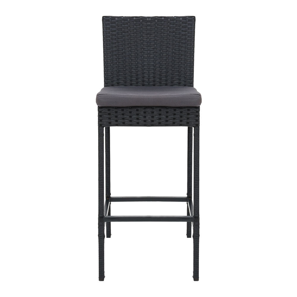 Reed (Set of 2) Outdoor Wicker Bar Stools 75cm - Black - Homecoze