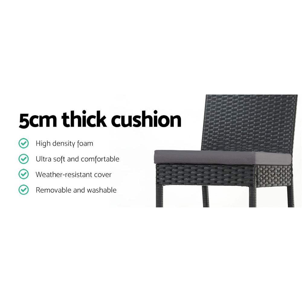 Reed (Set of 2) Outdoor Wicker Bar Stools 75cm - Black - Homecoze