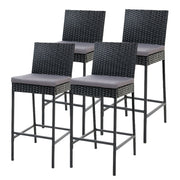 Reed (Set of 4) Outdoor Wicker Bar Stools 75cm - Black - Homecoze